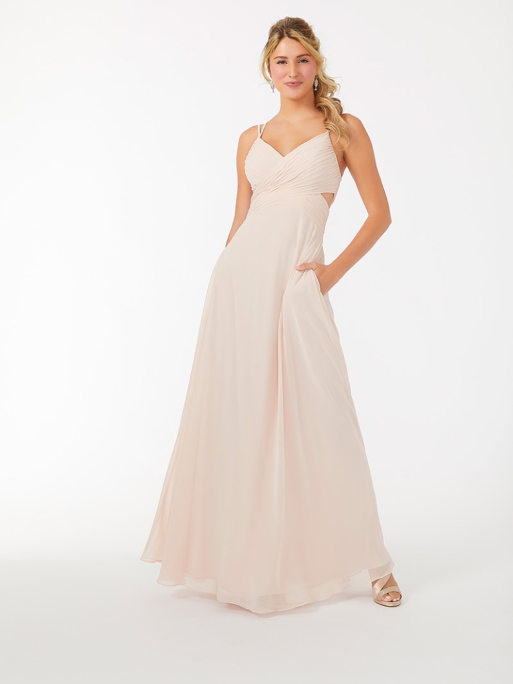 MORI LEE BLUSH PINK CHIFFON GOWN SIZE 12